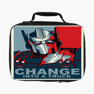 Onyourcases Optimus Prime Poster Custom Lunch Bag Personalised Photo Adult Kids School Bento Food Picnics Work Trip Lunch Box Birthday Gift Girls Brand New Boys Tote Bag