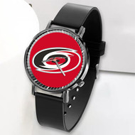 Onyourcases Carolina Hurricanes NHL Art Custom Watch Top Awesome Unisex Black Classic Plastic Quartz Watch for Men Women Premium with Gift Box Watches