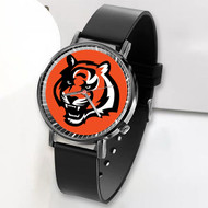 Onyourcases Cincinnati Bengals NFL Art Custom Watch Top Awesome Unisex Black Classic Plastic Quartz Watch for Men Women Premium with Gift Box Watches