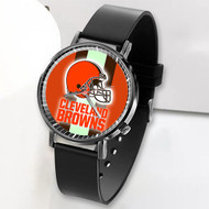 Onyourcases Cleveland Browns NFL Custom Watch Top Awesome Unisex Black Classic Plastic Quartz Watch for Men Women Premium with Gift Box Watches