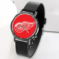 Onyourcases Detroit Red Wings NHL Art Custom Watch Top Awesome Unisex Black Classic Plastic Quartz Watch for Men Women Premium with Gift Box Watches