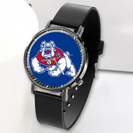 Onyourcases Fresno State Bulldogs Custom Watch Top Awesome Unisex Black Classic Plastic Quartz Watch for Men Women Premium with Gift Box Watches