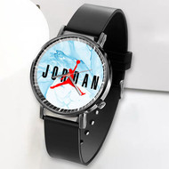 Onyourcases Jordan Blue Marble Custom Watch Top Awesome Unisex Black Classic Plastic Quartz Watch for Men Women Premium with Gift Box Watches