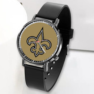 Onyourcases New Orleans Saints NFL Art Custom Watch Top Awesome Unisex Black Classic Plastic Quartz Watch for Men Women Premium with Gift Box Watches