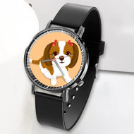 Onyourcases puppy Custom Watch Top Awesome Unisex Black Classic Plastic Quartz Watch for Men Women Premium with Gift Box Watches