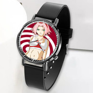 Onyourcases Sakura Haruno Naruto Custom Watch Top Awesome Unisex Black Classic Plastic Quartz Watch for Men Women Premium with Gift Box Watches
