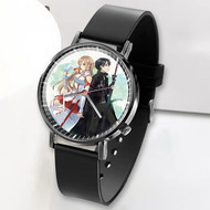 Onyourcases Sword Art Online Kirito and Asuna Custom Watch Top Awesome Unisex Black Classic Plastic Quartz Watch for Men Women Premium with Gift Box Watches