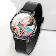 Onyourcases Miley Cyrus Ice Cream Custom Watch Awesome Top Unisex Black Classic Plastic Quartz Watch for Men Women Premium with Gift Box Watches