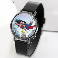 Onyourcases Superman and Wonder Woman Kiss Custom Watch Awesome Top Unisex Black Classic Plastic Quartz Watch for Men Women Premium with Gift Box Watches