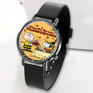 Onyourcases A Charlie Brown Thanksgiving Custom Watch Awesome Unisex Black Top Brand Classic Plastic Quartz Watch for Men Women Premium with Gift Box Watches