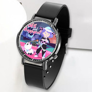 Onyourcases Bee and Puppy Cat Lazy in Space Custom Watch Awesome Unisex Black Top Brand Classic Plastic Quartz Watch for Men Women Premium with Gift Box Watches