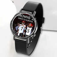 Onyourcases Cleveland Browns NFL 2022 Custom Watch Awesome Unisex Black Top Brand Classic Plastic Quartz Watch for Men Women Premium with Gift Box Watches