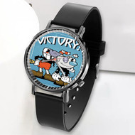 Onyourcases Cuphead Victory Custom Watch Awesome Unisex Black Top Brand Classic Plastic Quartz Watch for Men Women Premium with Gift Box Watches