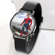 Onyourcases Tom Holland Spiderman Signed Custom Watch Awesome Unisex Black Top Brand Classic Plastic Quartz Watch for Men Women Premium with Gift Box Watches