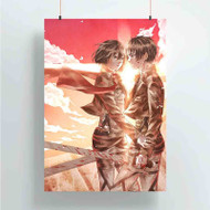 Onyourcases Attack On Titan Eren and Mikasa Custom Poster Art Gift Silk Poster Wall Decor Home Decoration Wall Art Satin Silky Decorative Wallpaper Personalized Wall Hanging 20x14 Inch 24x35 Inch Poster