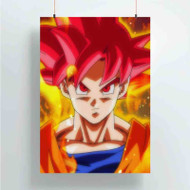 Onyourcases Goku Super Saiyan God Dragon Ball Red Custom Poster Art Gift Silk Poster Wall Decor Home Decoration Wall Art Satin Silky Decorative Wallpaper Personalized Wall Hanging 20x14 Inch 24x35 Inch Poster