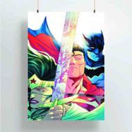 Onyourcases Wonder Woman Superman Batman DC Comics Superheroes Custom Poster Art Gift Silk Poster Wall Decor Home Decoration Wall Art Satin Silky Decorative Wallpaper Personalized Wall Hanging 20x14 Inch 24x35 Inch Poster