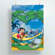 Onyourcases Disney Lilo and Stitch at Beach Custom Poster Ideas Silk Poster Wall Decor Home Decoration Wall Art Satin Silky Decorative Wallpaper Personalized Wall Hanging 20x14 Inch 24x35 Inch Poster