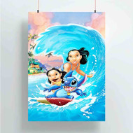 Onyourcases Disney Lilo and Stitch Surfing Custom Poster Ideas Silk Poster Wall Decor Home Decoration Wall Art Satin Silky Decorative Wallpaper Personalized Wall Hanging 20x14 Inch 24x35 Inch Poster
