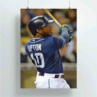 Onyourcases Justin Upton San Diego Padres Art Custom Poster Ideas Silk Poster Wall Decor Home Decoration Wall Art Satin Silky Decorative Wallpaper Personalized Wall Hanging 20x14 Inch 24x35 Inch Poster