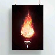 Onyourcases Miami Heat Fire NBA Custom Poster Ideas Silk Poster Wall Decor Home Decoration Wall Art Satin Silky Decorative Wallpaper Personalized Wall Hanging 20x14 Inch 24x35 Inch Poster