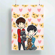 Onyourcases Dan and Phil With Cats Custom Poster Silk Poster Wall Decor New Home Decoration Wall Art Satin Silky Decorative Wallpaper Personalized Wall Hanging 20x14 Inch 24x35 Inch Poster