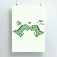 Onyourcases Dinosaurs In Love Custom Poster Silk Poster Wall Decor New Home Decoration Wall Art Satin Silky Decorative Wallpaper Personalized Wall Hanging 20x14 Inch 24x35 Inch Poster