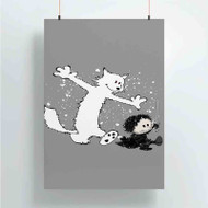 Onyourcases Ghost and Snow as Calvin and Hobbes Custom Poster Silk Poster Wall Decor New Home Decoration Wall Art Satin Silky Decorative Wallpaper Personalized Wall Hanging 20x14 Inch 24x35 Inch Poster