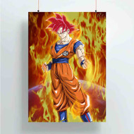 Onyourcases Goku Super Saiyan God Dragon Ball Custom Poster Silk Poster Wall Decor New Home Decoration Wall Art Satin Silky Decorative Wallpaper Personalized Wall Hanging 20x14 Inch 24x35 Inch Poster