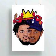 Onyourcases J Cole Face Custom Poster Silk Poster Wall Decor New Home Decoration Wall Art Satin Silky Decorative Wallpaper Personalized Wall Hanging 20x14 Inch 24x35 Inch Poster