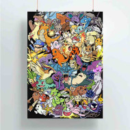 Onyourcases Pokemon Collage Custom Poster Silk Poster Wall Decor New Home Decoration Wall Art Satin Silky Decorative Wallpaper Personalized Wall Hanging 20x14 Inch 24x35 Inch Poster