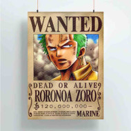 Onyourcases Roronoa Zoro One Piece Wanted Custom Poster Silk Poster Wall Decor New Home Decoration Wall Art Satin Silky Decorative Wallpaper Personalized Wall Hanging 20x14 Inch 24x35 Inch Poster