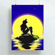 Onyourcases Ariel The Little Mermaid Looking Moon Custom Poster Silk Poster Wall Decor Home Art Decoration Wall Art Satin Silky Decorative Wallpaper Personalized Wall Hanging 20x14 Inch 24x35 Inch Poster