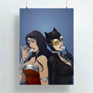 Onyourcases Catwoman and Wonder Woman Sexy Custom Poster Silk Poster Wall Decor Home Art Decoration Wall Art Satin Silky Decorative Wallpaper Personalized Wall Hanging 20x14 Inch 24x35 Inch Poster