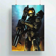 Onyourcases Master Chief Halo Custom Poster Silk Poster Wall Decor Home Art Decoration Wall Art Satin Silky Decorative Wallpaper Personalized Wall Hanging 20x14 Inch 24x35 Inch Poster