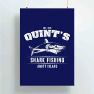 Onyourcases Quint s Shark Fishing Custom Poster Silk Poster Wall Decor Home Art Decoration Wall Art Satin Silky Decorative Wallpaper Personalized Wall Hanging 20x14 Inch 24x35 Inch Poster