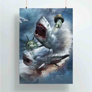 Onyourcases Sharknado Oh Hell No Custom Poster Silk Poster Wall Decor Home Art Decoration Wall Art Satin Silky Decorative Wallpaper Personalized Wall Hanging 20x14 Inch 24x35 Inch Poster