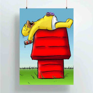 Onyourcases Snoopy and Homer Simpson Custom Poster Silk Poster Wall Decor Home Art Decoration Wall Art Satin Silky Decorative Wallpaper Personalized Wall Hanging 20x14 Inch 24x35 Inch Poster