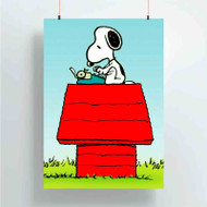 Onyourcases Snoopy The Peanuts Typing Custom Poster Silk Poster Wall Decor Home Art Decoration Wall Art Satin Silky Decorative Wallpaper Personalized Wall Hanging 20x14 Inch 24x35 Inch Poster