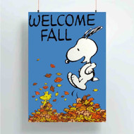 Onyourcases Snoopy Welcomes Fall Custom Poster Silk Poster Wall Decor Home Art Decoration Wall Art Satin Silky Decorative Wallpaper Personalized Wall Hanging 20x14 Inch 24x35 Inch Poster