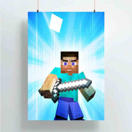 Onyourcases Steve Minecraft Great Custom Poster Silk Poster Wall Decor Home Art Decoration Wall Art Satin Silky Decorative Wallpaper Personalized Wall Hanging 20x14 Inch 24x35 Inch Poster