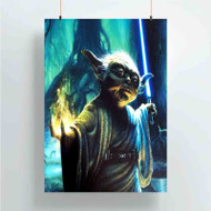 Onyourcases Yoda Star Wars Light Saber Custom Poster Silk Poster Wall Decor Home Art Decoration Wall Art Satin Silky Decorative Wallpaper Personalized Wall Hanging 20x14 Inch 24x35 Inch Poster