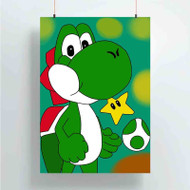 Onyourcases Yoshi Super Mario Brothers Custom Poster Silk Poster Wall Decor Home Art Decoration Wall Art Satin Silky Decorative Wallpaper Personalized Wall Hanging 20x14 Inch 24x35 Inch Poster