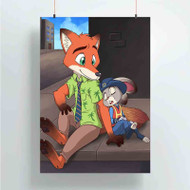 Onyourcases Zootopia Judy Hopps and Nick Wilde Disney Great Custom Poster Silk Poster Wall Decor Home Art Decoration Wall Art Satin Silky Decorative Wallpaper Personalized Wall Hanging 20x14 Inch 24x35 Inch Poster