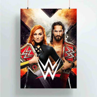 Onyourcases Becky Lynch Seth Rollins WWE Trending Custom Poster Silk Poster Wall Decor Best Home Decoration Wall Art Satin Silky Decorative Wallpaper Personalized Wall Hanging 20x14 Inch 24x35 Inch Poster