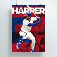 Onyourcases Bryce Harper MLB Philadelphia Phillies Custom Poster Silk Poster Wall Decor Best Home Decoration Wall Art Satin Silky Decorative Wallpaper Personalized Wall Hanging 20x14 Inch 24x35 Inch Poster