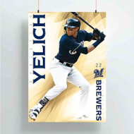 Onyourcases Christian Yelich MLB Milwaukee Brewers Custom Poster Silk Poster Wall Decor Best Home Decoration Wall Art Satin Silky Decorative Wallpaper Personalized Wall Hanging 20x14 Inch 24x35 Inch Poster