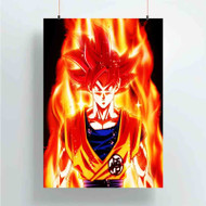 Onyourcases goku super saiyan god Trending Custom Poster Silk Poster Wall Decor Best Home Decoration Wall Art Satin Silky Decorative Wallpaper Personalized Wall Hanging 20x14 Inch 24x35 Inch Poster