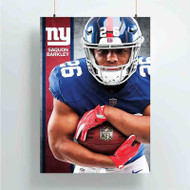 Onyourcases Saquon Barkley NFL New York Giants Custom Poster Silk Poster Wall Decor Best Home Decoration Wall Art Satin Silky Decorative Wallpaper Personalized Wall Hanging 20x14 Inch 24x35 Inch Poster