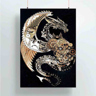Onyourcases Steampunk Dragon Custom Poster Silk Poster Wall Decor Best Home Decoration Wall Art Satin Silky Decorative Wallpaper Personalized Wall Hanging 20x14 Inch 24x35 Inch Poster